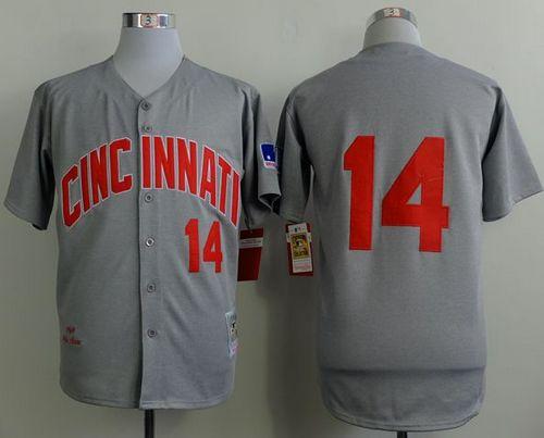 Mitchell And Ness 1969 Reds #14 Pete Rose Grey Throwback Stitched MLB Jersey - Click Image to Close